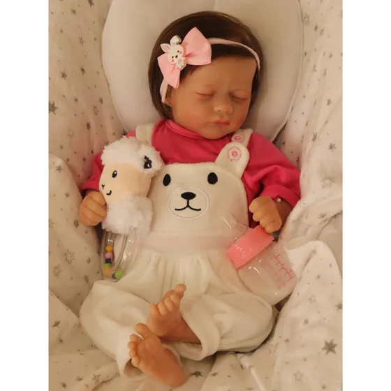 Bebê Reborn Menina Rn Doll Cabelo Fio A Fio Dormindo Real