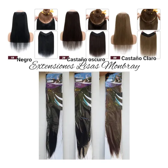 Extensiones De Cabello Liso Sintéticas Peluca Largo 
