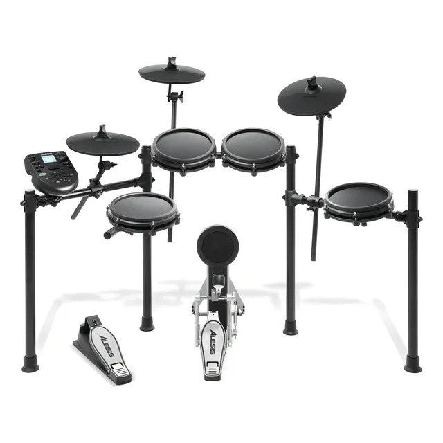 Batería electrónica Alesis Nitro Mesh Kit de 8 cuerpos con 385 sonidos color negro - fuente de alimentación