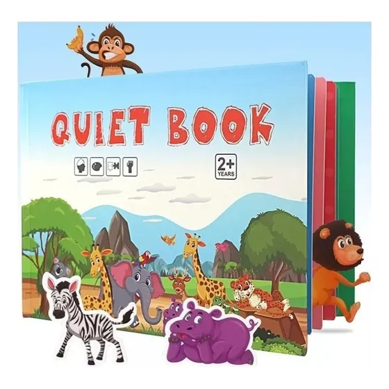 Libro Interactivo Montessori, Libro Silencioso Para Niños Color Animal