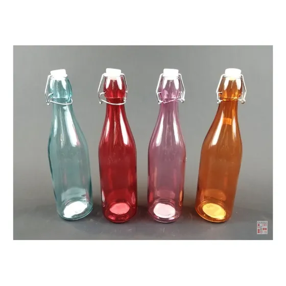 Botella De Vidrio 500 Ml De Color Con Tapón Hermético