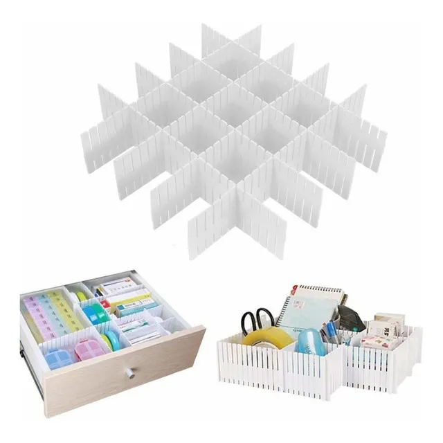 Set De 8 Separadores De Cajones Regulables Blancos Multiuso