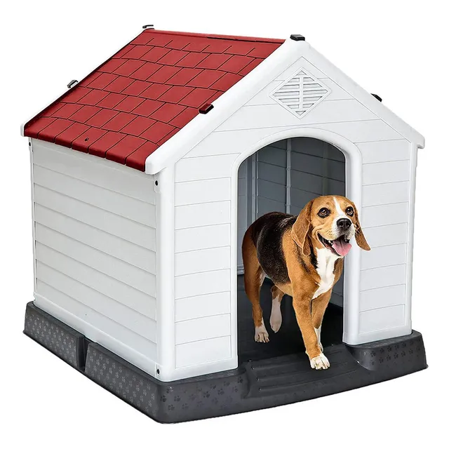 Casa Para Perro Chico Mediano Térmica De Plástico 73cm Color Rojo