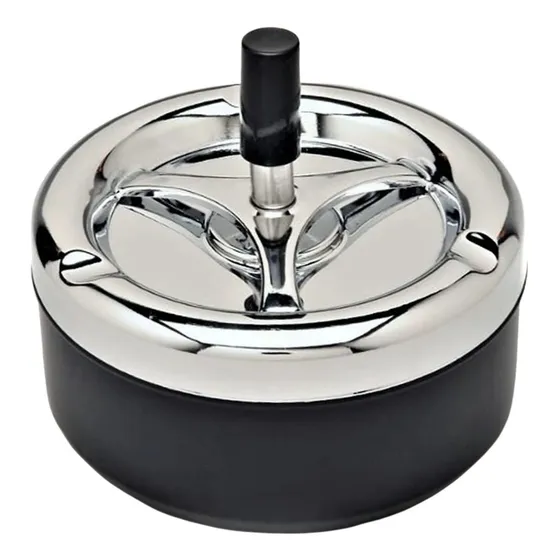 Cinzeiro Giratório De Metal Tampa Anticheiro S/ Fumaça Cores Cor Preto