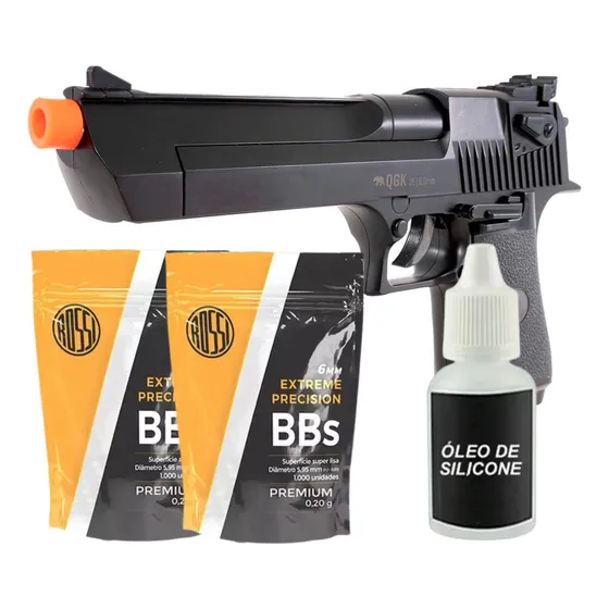 Kit Airsoft Spring Desert Eagle Bk Bolinha 0.20g 2000un Óleo