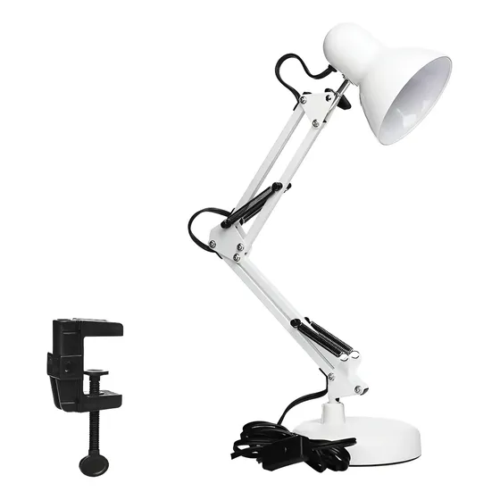 Luminária De Mesa Dapon AT-1002 Articulada Abajur Modelo Pixar Com Base e Garra Cor Branca