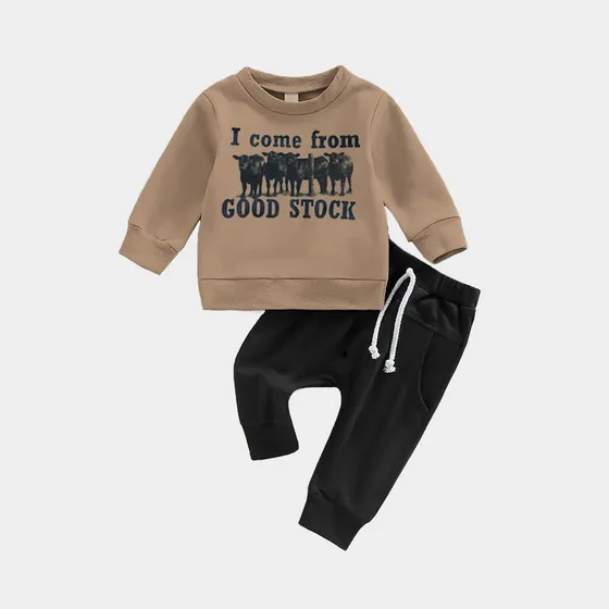 Conjunto Buzo Y Pantalon De Bebe- Niño De 1 A 4 Años- Marron