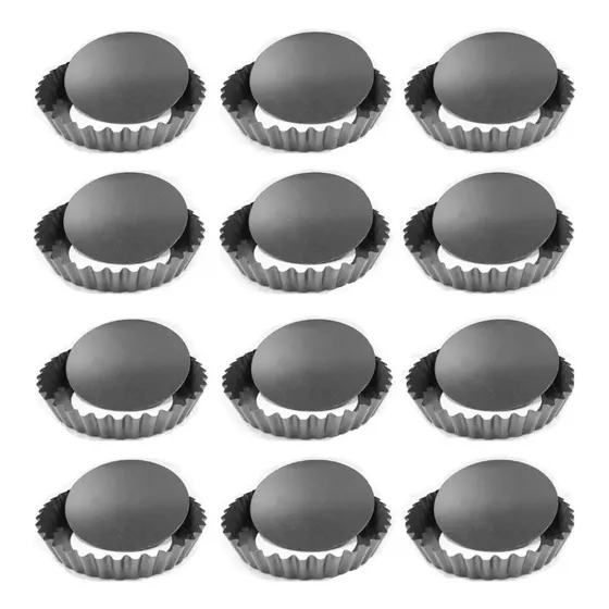 Pack 12 Moldes Tartaleta Desmontable Tarta Individual 10,5cm Color Gris