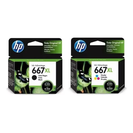 Kit de cartuchos HP 667 Xl Black + Xl Color 2376 2776