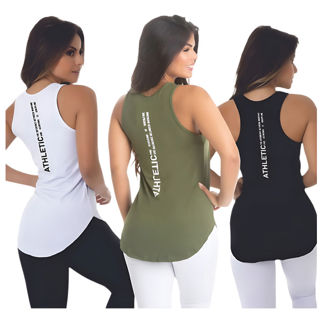 Kit 3 Camiseta Regata Blusa Academia Feminina Athletic Kit 3 Camiseta Regata Blusa Academia Feminina Athletic