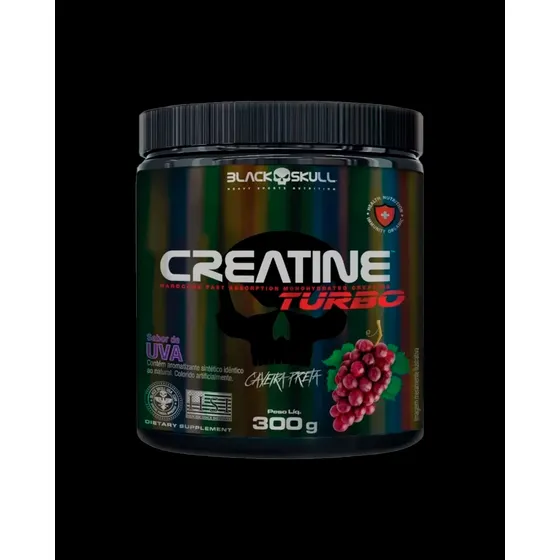 Suplemento em pó Black Skull Caveira Preta Turbo carboidratos sabor uva em pote de 300G