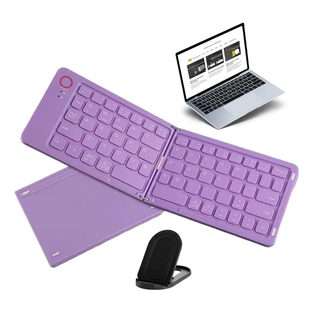Mini Teclado Portatil Bluetooth Inalámbrico Plegable Teclado Lila Idioma Español Latinoamérica