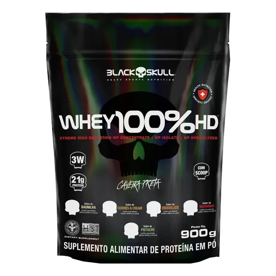 Whey 100% Hd Refil Black Skull - 900g (wpc, Wpi E Wph)