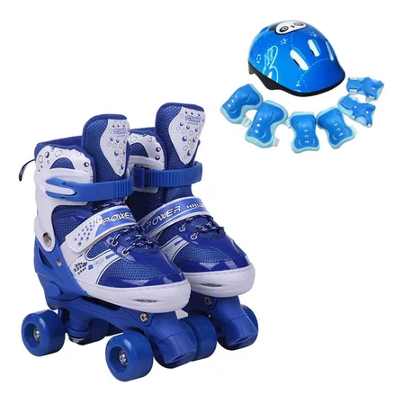 Patines Roller Ajustables + Casco Y Protectores Niños