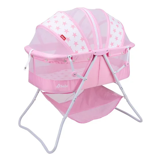 D Bebé Cuna Moisés Para Bebé Bambineto De Siesta Plegable Color Rosa Diseño Estrellas