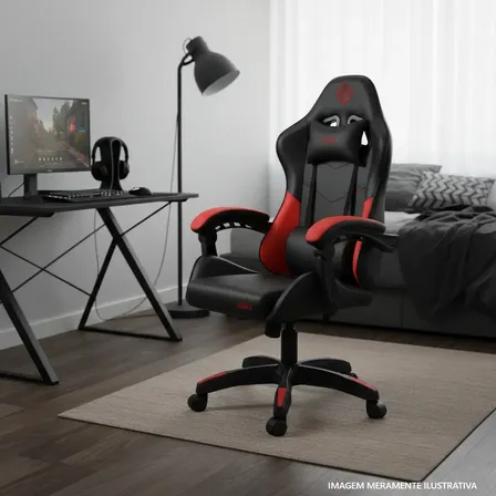 Cadeira Gamer Tgt Heron M Preto Vermelho Reclinável Espuma Moldada Preto E Vermelho Couro Sintético