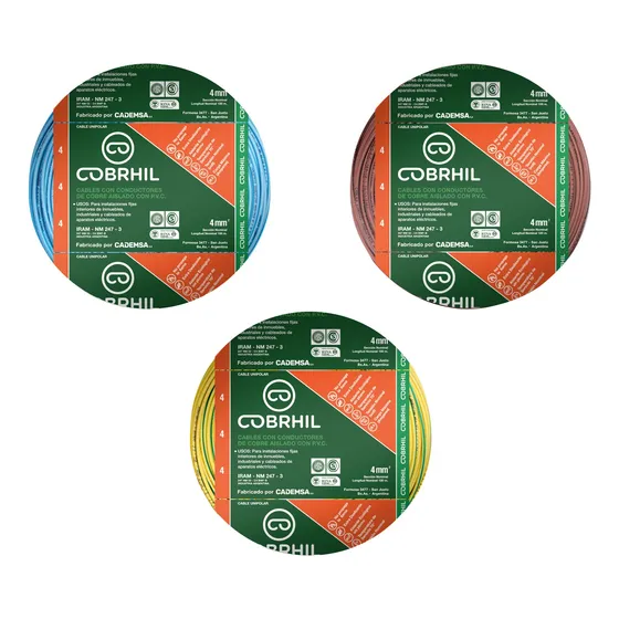 Cable Unipolar Normalizado Cobrhil 4mm² Pack X 3 Rollos