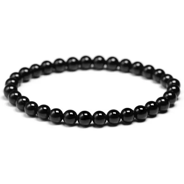 Pulsera Agata Negra Piedra Natural A Medida - 6/8 Mm