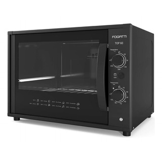 Forno Elétrico De Bancada Preto Fogatti 60 Litros Top60 Forno Elétrico De Bancada Preto Fogatti 60 Litros Top60