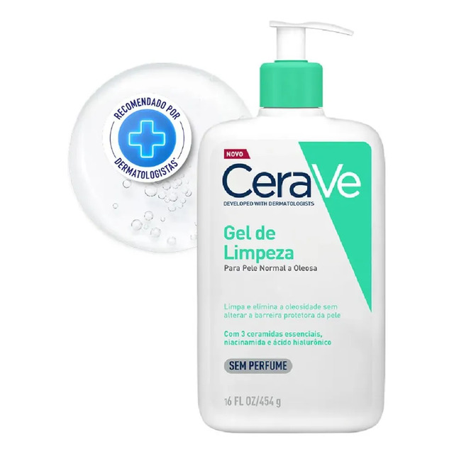 Gel De Limpeza Facial Peles Normais A Oleosas Com Ácido Hialurônico Cerave, 454g Dia/noite Gel De Limpeza Facial Peles Normais A Oleosas Com Ácido Hialurônico Cerave, 454g Dia/noite