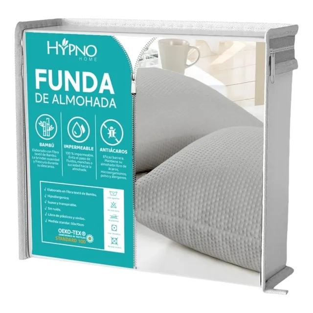 Funda De Almohadas Impermeable 50x90cm De Bambu X2 Unids Gr.
