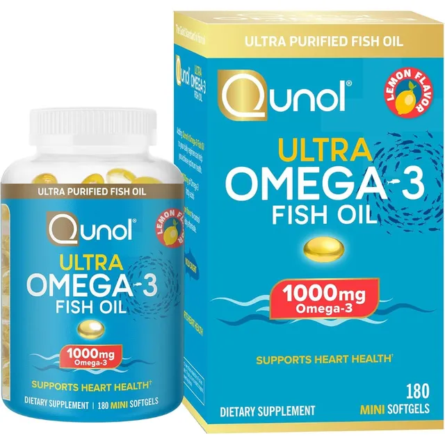 Aceite De Pescado Omega-3 1000 Mg Qunol 180 Mini Cápsulas