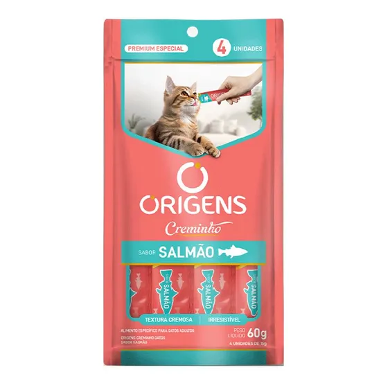 Sache Origens Creminho Sabor Salmão C/4 Unidades Para Gatos