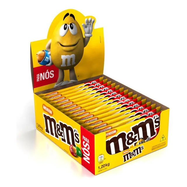 Caixa Com 15 M & M's Chocolate Leite Amendoim 80g - 1,20kgs
