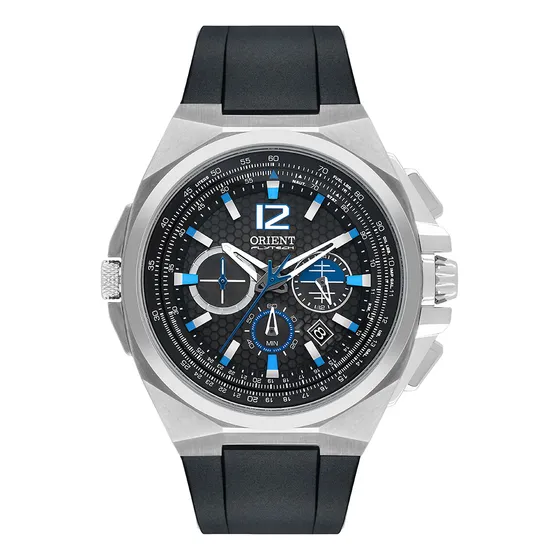 Relógio Orient Masculino Flytech Titanium Mbtpc007 G2px Cor da correia Preto Cor do bisel Prateado Cor do fundo Preto