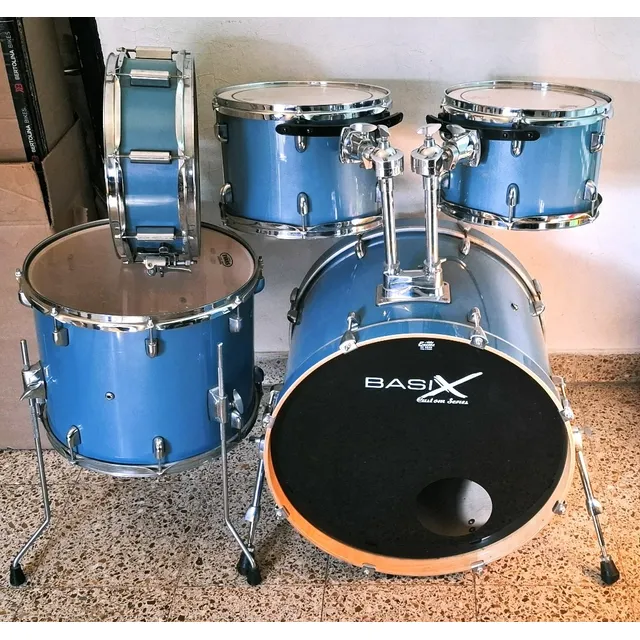 Bateria 5 Cuerpos Basix Custom Series Birch Tremenda! Azul Acero
