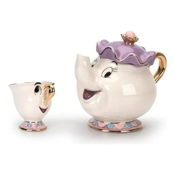 Tarro Taza Cafe Porcelana Tetera Sra Potts Chip Bella Bestia Blanco