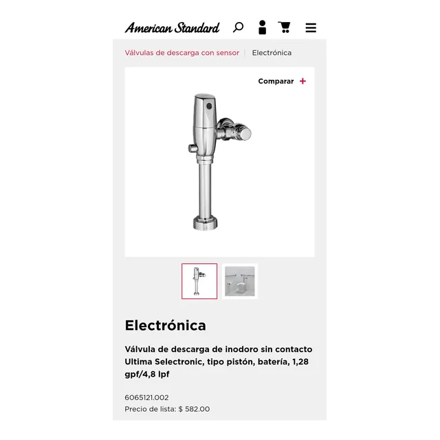 Válvula De Descarga Para Inodoro Con Sensor Sin Contacto