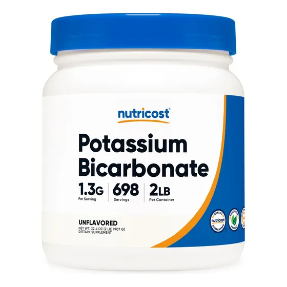 Bicarbonato De Potasio En Polvo Nutricost 907 G, Sin Gluten,