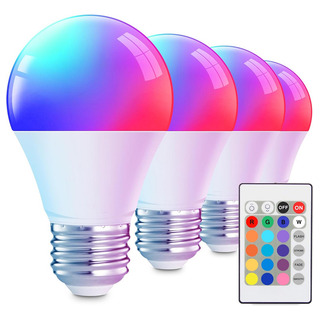 4 Focos Led Ahorradores Rgb Control Ajustable Luz Multicolor 4 Focos Led Ahorradores Rgb Control Ajustable Luz Multicolor