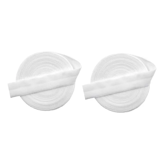 2x Cinta De Encuadernación De Sesgo Plano Elástico Blanco