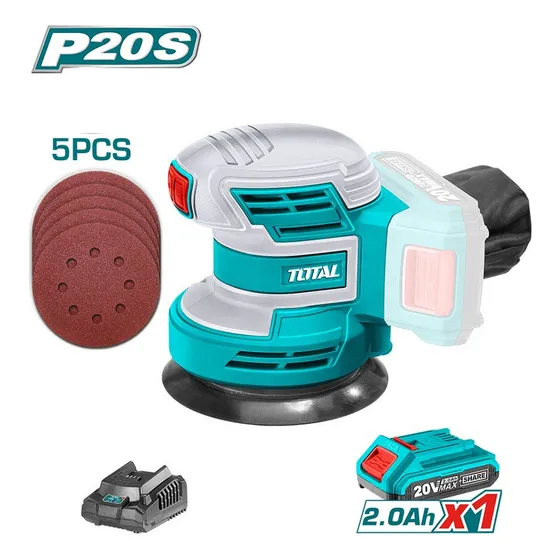 Lijadora Inalámbrica 20v + Batería 2ah + Cargador Total Color Turquesa