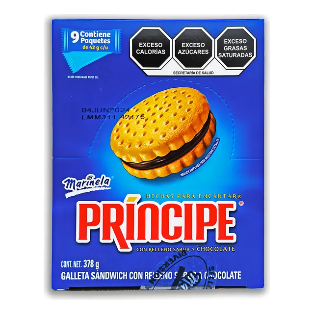 Galletas Principe Marinela Sabor Chocolate 9 Paquetes De 42g