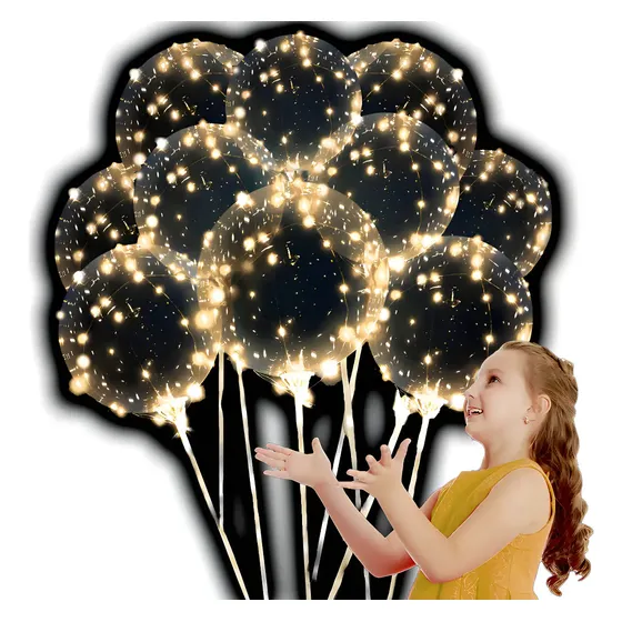16pcs Globos Led Gigantes Transparentes Con Soporte Y Gancho Color Luz Cálida Led | Cuotas sin interés