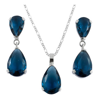 Juego Aretes Y Dije De Plata Gota De Amor Zafiro Y Cadena Juego Aretes Y Dije De Plata Gota De Amor Zafiro Y Cadena