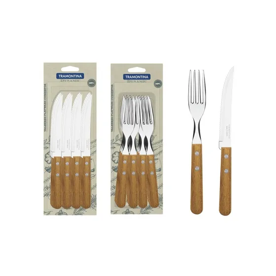 Set 24 Cubiertos Tramontina Dynamic Mango De Madera Oferta