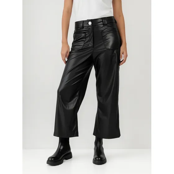 Pantalon Simil Cuerina Recto Ancho Talles