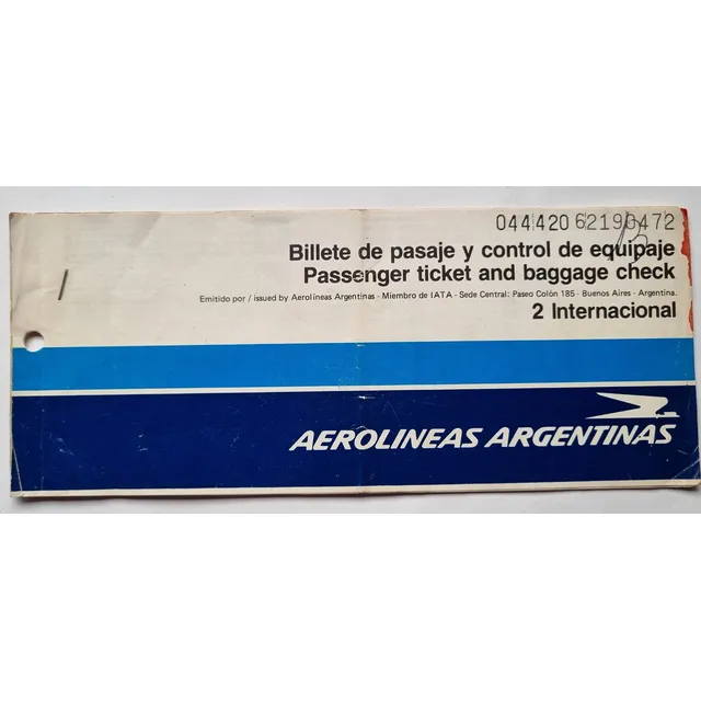 Antiguo Pasaje Aéreo / Aerolíneas Argentinas / Auckland 1987