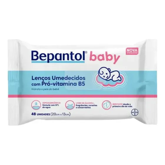 Toalha Lenço Umedecido Hipoalergênico com 48un - Bepantol