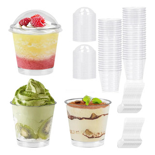 50pcs Tazas De Postre Con Tapas Y Tenedores,tazas Redondas 50pcs Tazas De Postre Con Tapas Y Tenedores,tazas Redondas
