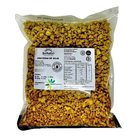 Proteina De Soja Orgánica X 1 Kg Schatzi X 3 Uni Vegana 