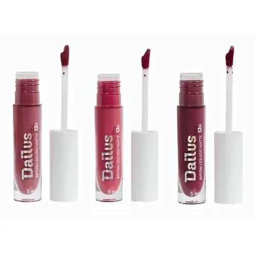 Kit 3 Batom Líquido Matte Dailus-sapatilha-magenta-rosé Novo