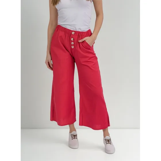 Pantalon De Lino Ufo Feather Rojo