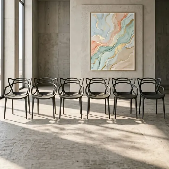 Silla comedor master nórdica negra pack x6 mas que muebles