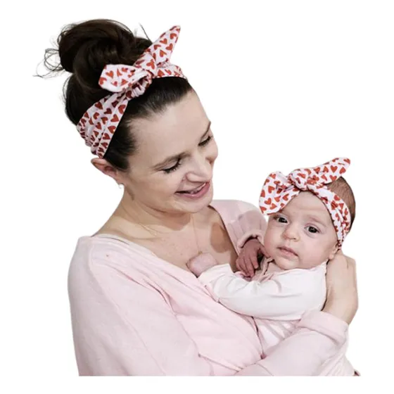 Faixa De Cabelo Cabeça Turbante Mamãe E Filha Coração