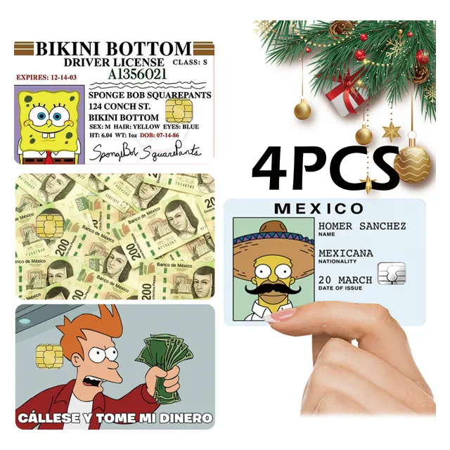 4pcs Stickers Cover Para Tarjetas Bancaria Anime Holografico
